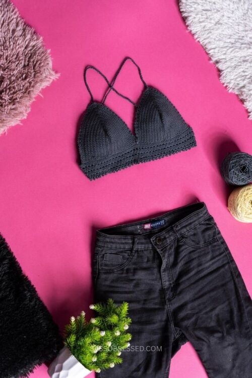 Crochet Basic Black Bralette