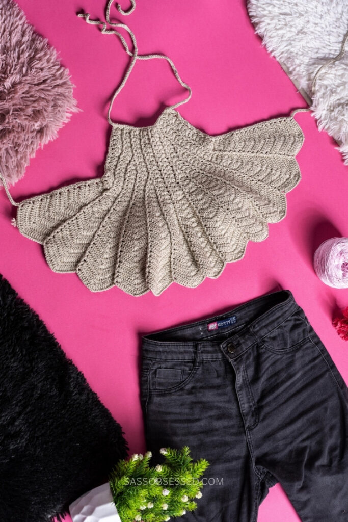 Light Beige Crochet Shell Top