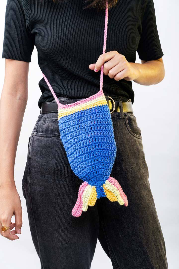 Buy Crochet Bags In India at Best Price - Crochet Blue Mermaid Bag 2