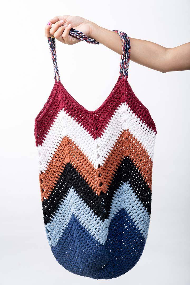 Buy Crochet Bags In India at Best Price - Crochet Blue Sling Bag Crochet Multi Color Tote bag 2