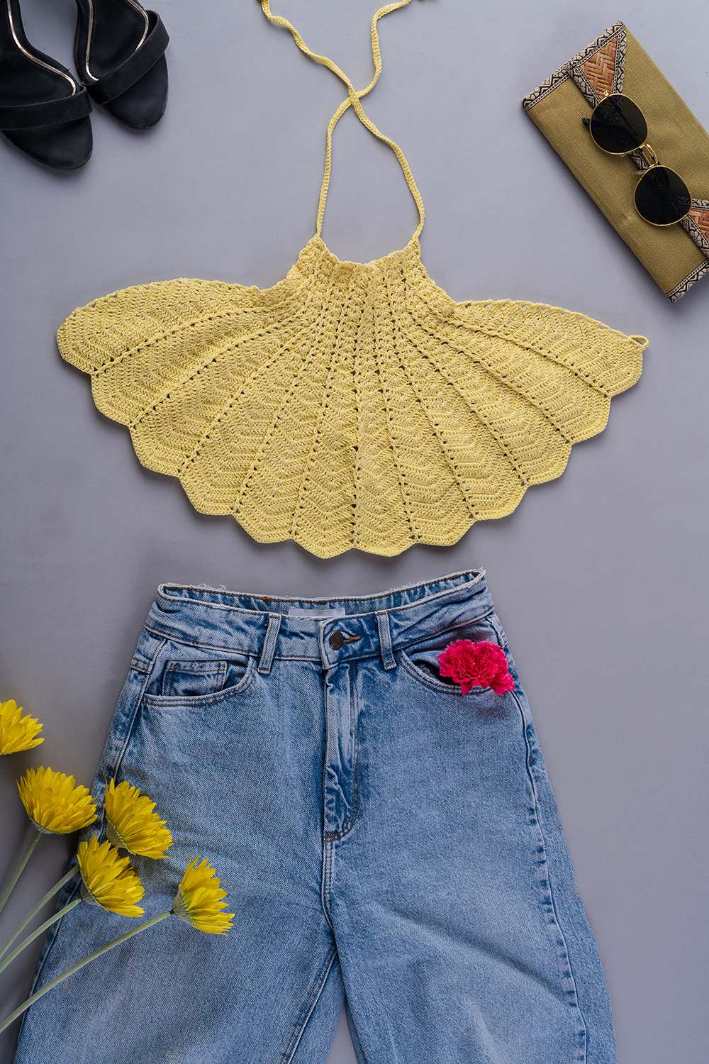 Buy Daffodil Clam Top In the Best Price - Hand Knitted Crochet Top & Bralette