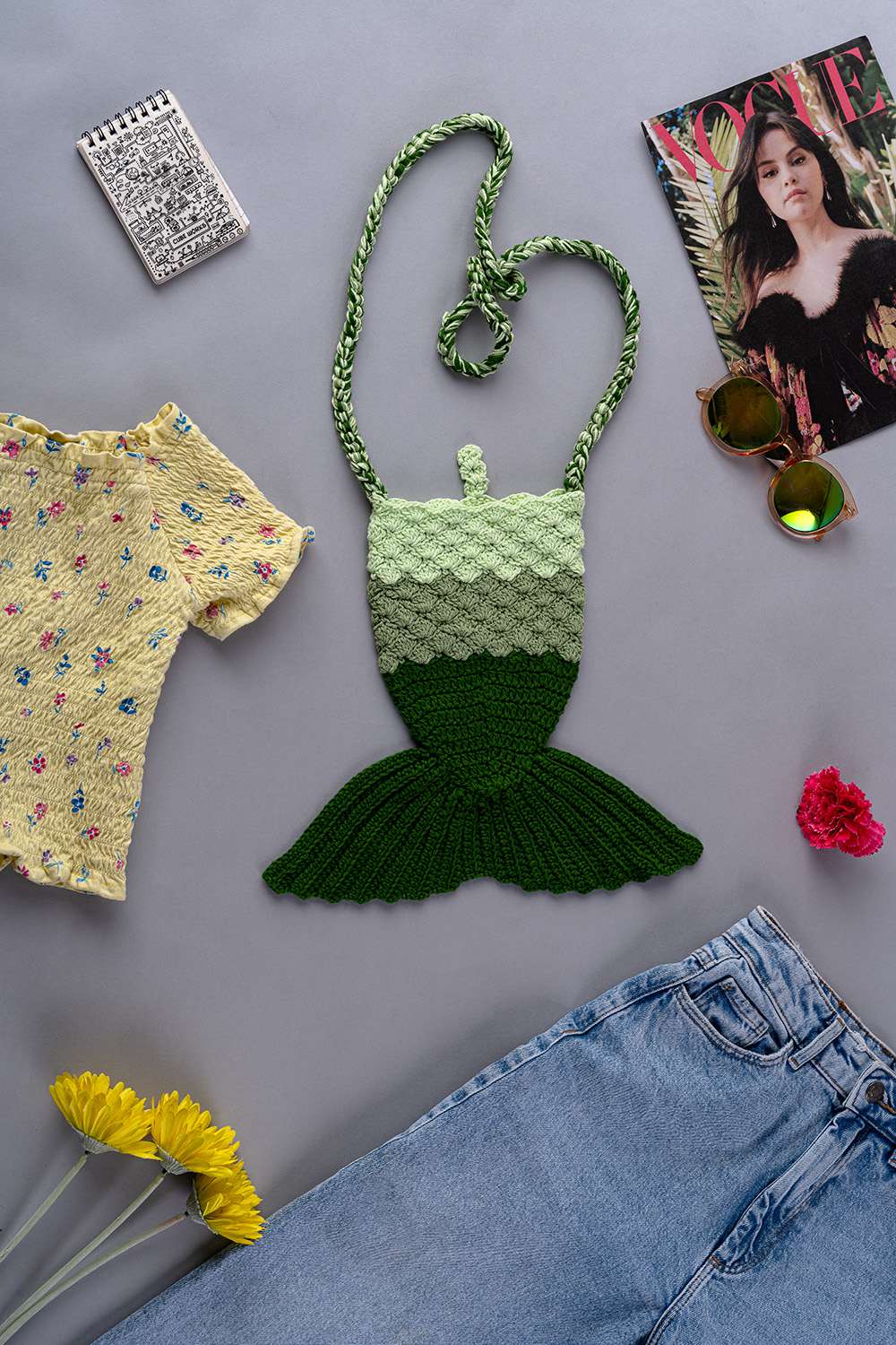 Buy Crochet Bags In India at Best Price - Crochet Green Mermaid Bag
