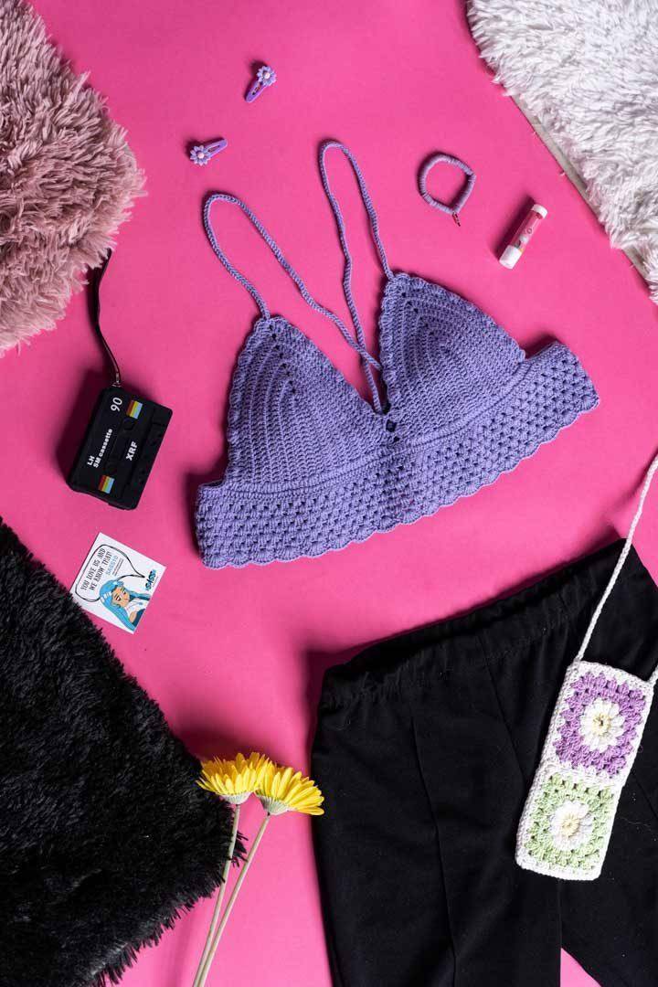 Buy Crochet Modern Purple Bralette In the Best Price - Hand Knitted Crochet Top & Bralette