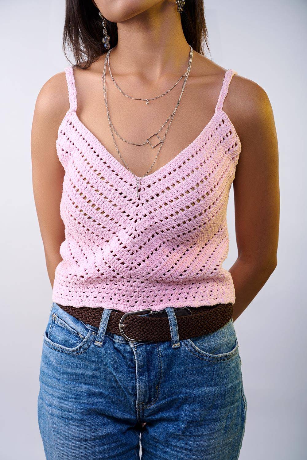 Buy Crochet Perky Pink Top In the Best Price - Hand Knitted Crochet Top & Bralette 1