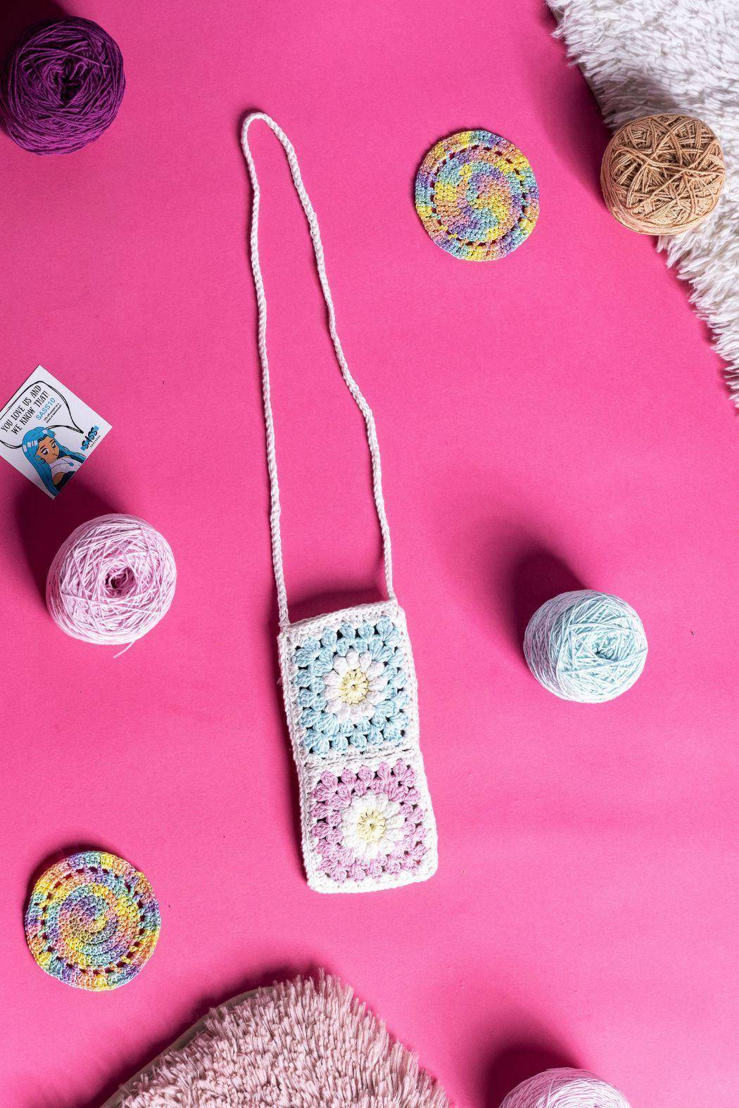 Sass Obsessed Cotton Crochet Mobile Sling Bag 1