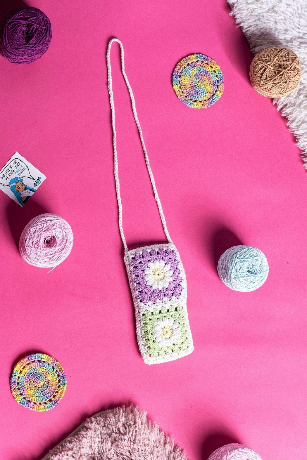 Sass Obsessed Cotton Crochet Mobile Sling Bag 2