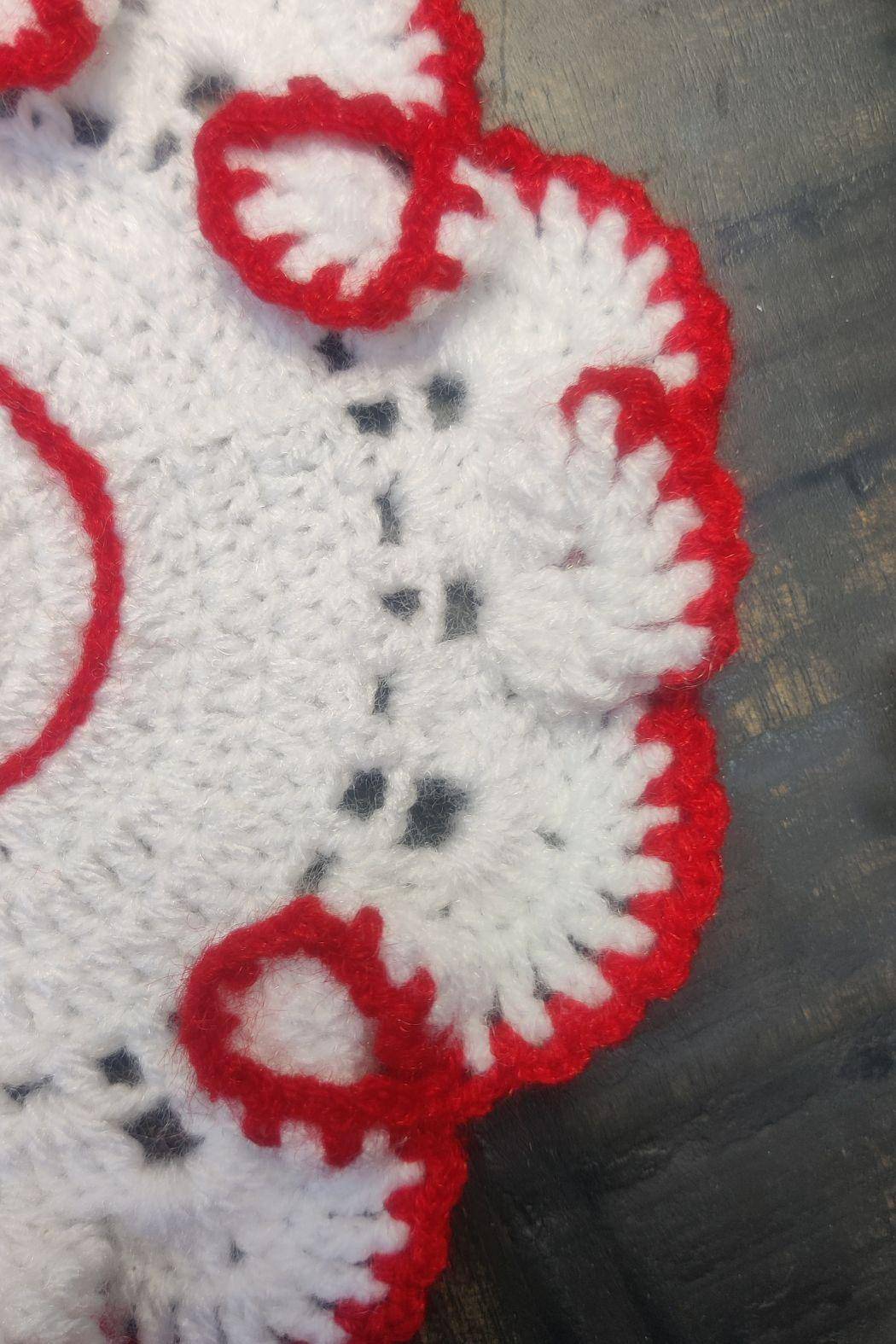 Sass Obsessed Crochet Multi Colored Red and White Doily - Table Mat