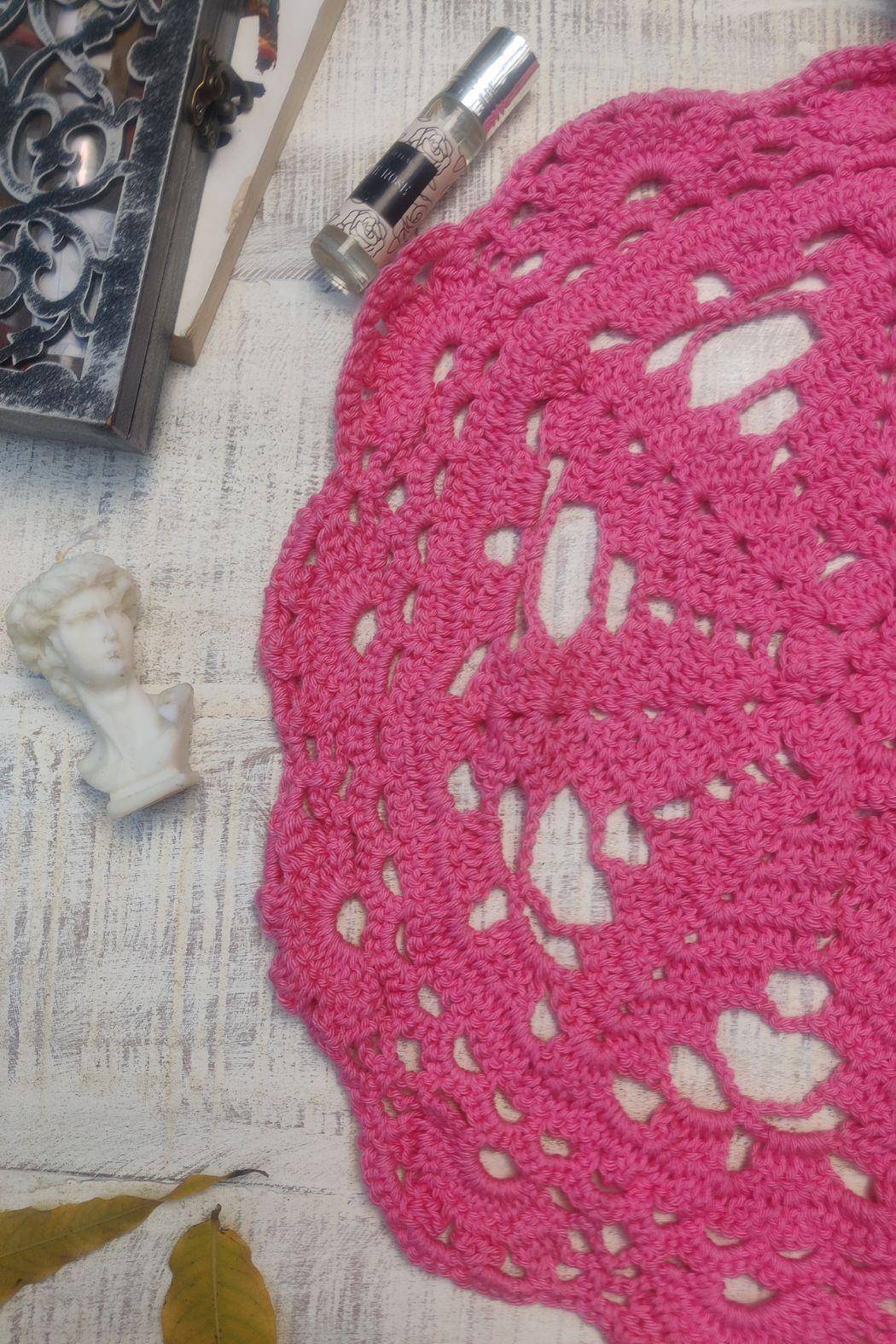 Sass Obsessed Crochet Pink Doily - Table Mat