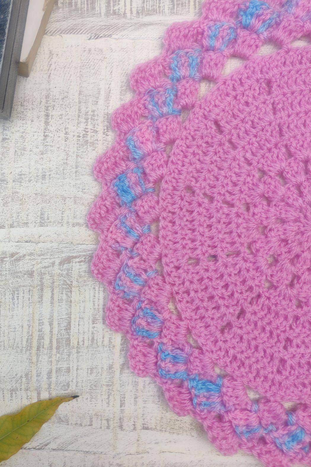 Sass Obsessed Crochet Pink and Blue Doily - Table Mat
