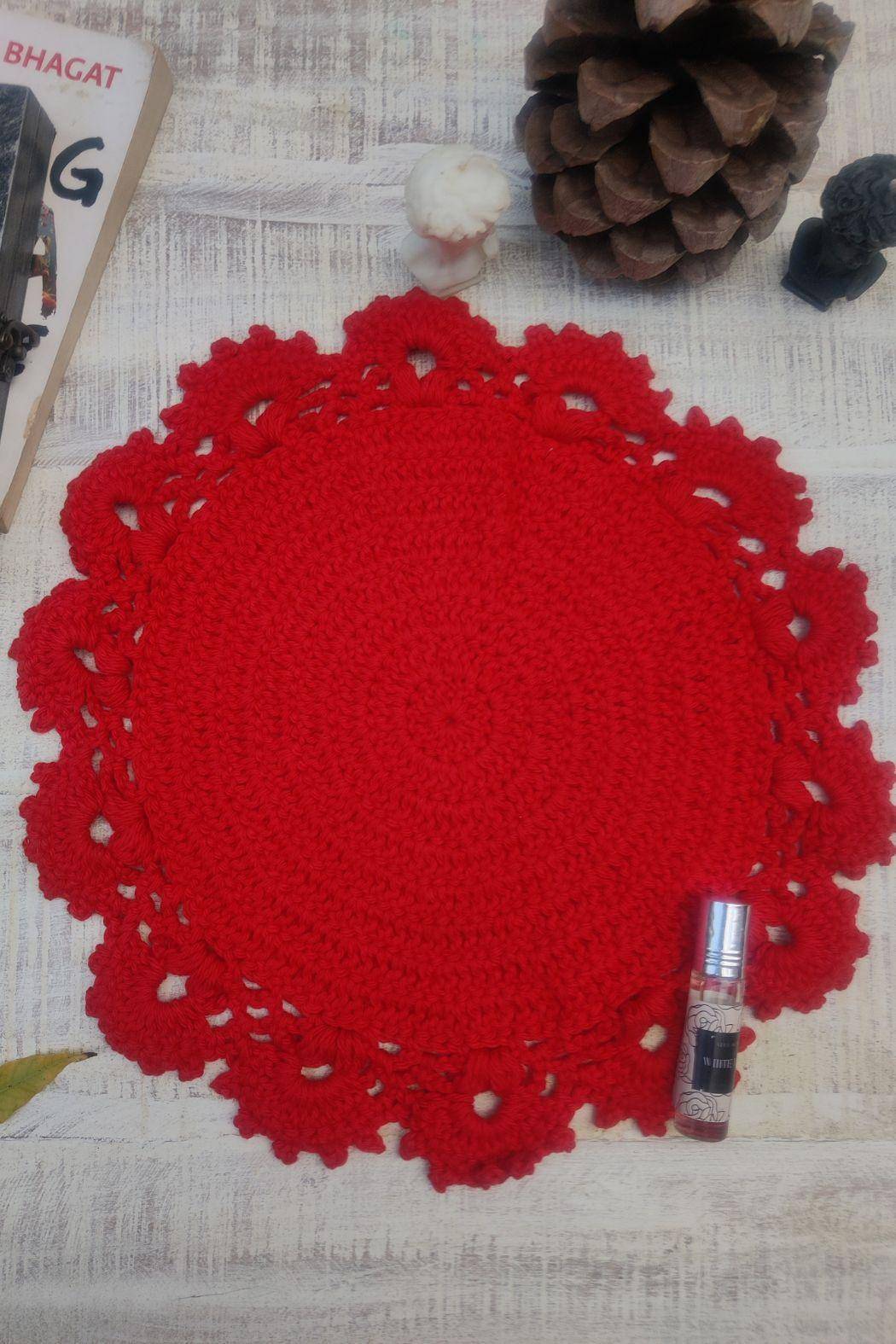Sass Obsessed Crochet Red Doily - Table Mat