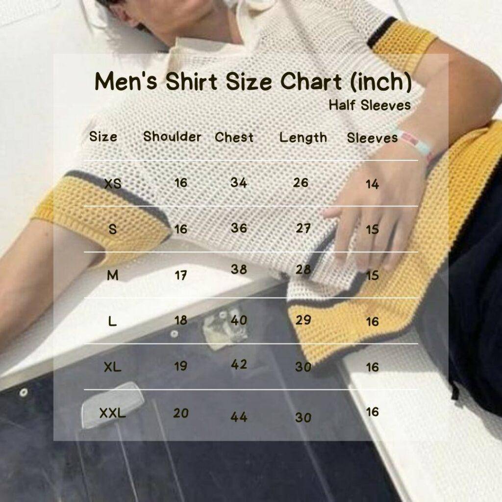 Sass Obsessed Men Crochet Tshirt Size Chart 1