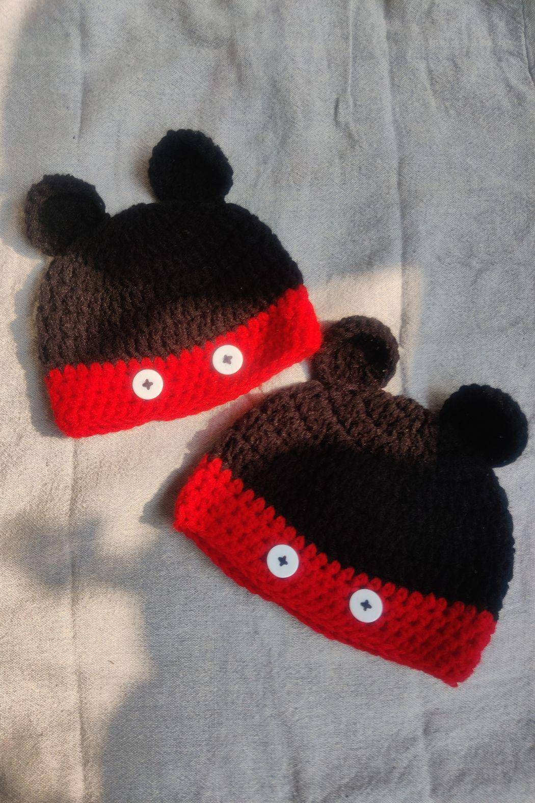 Sass Obsessed Mickey Mouse Crochet Cap - Mickey Mouse Knitted Cap