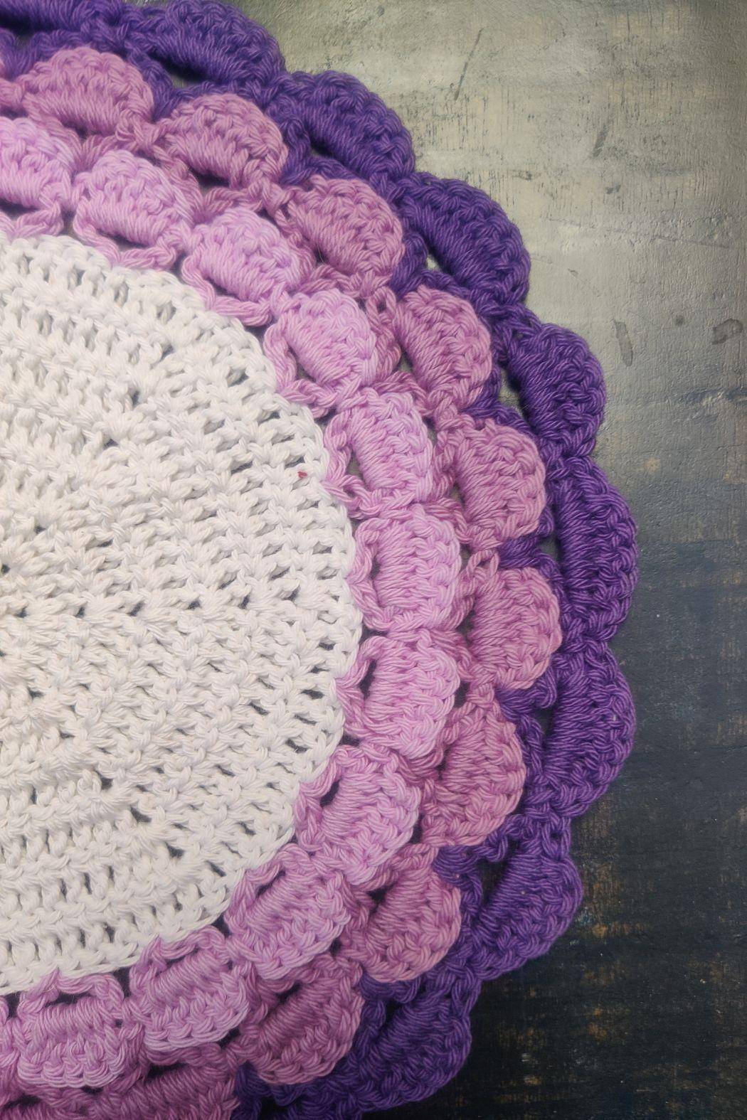 Sass Obsessed Multi Colored Pink, Purple and White Crochet Table Mat