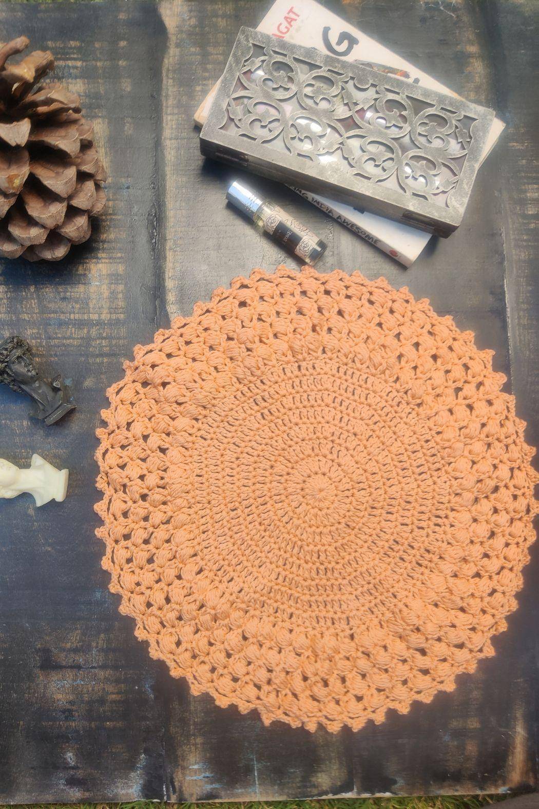 Sass Obsessed Peach Crochet Table Mat