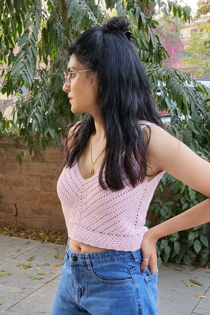 Sass Obsessed Pink Knitted Crop Top Crochet Perky Pink Top 2