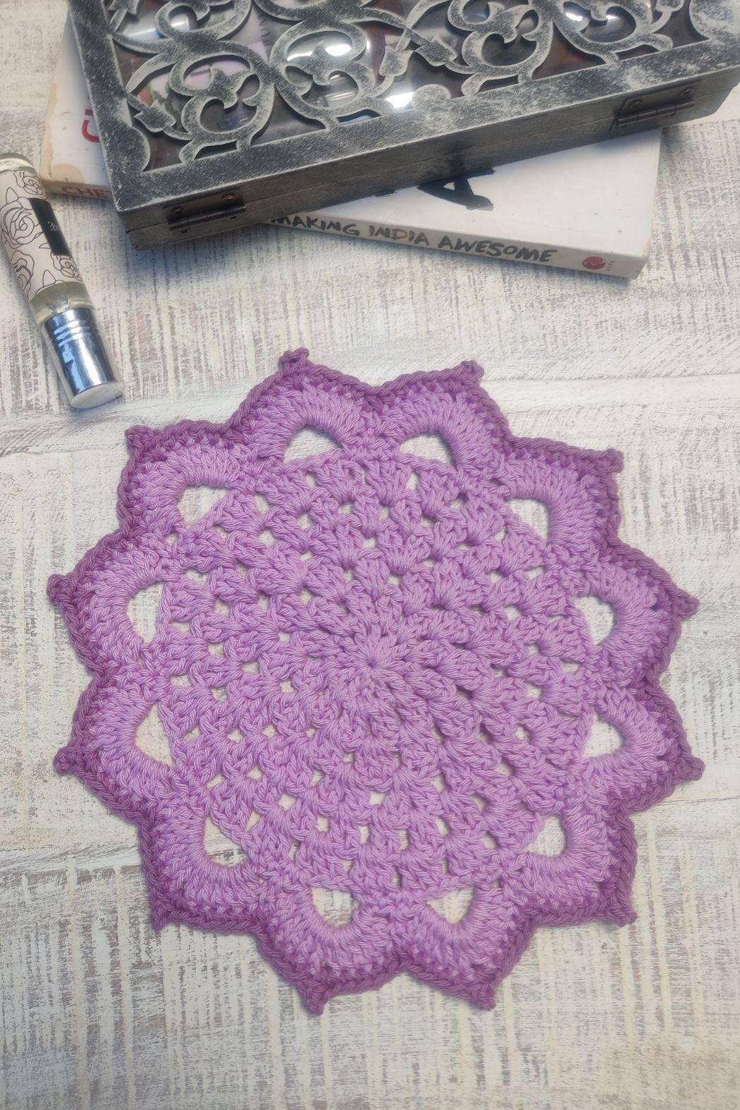 Sass Obsessed Pink and Purple Crochet Table Mat 1