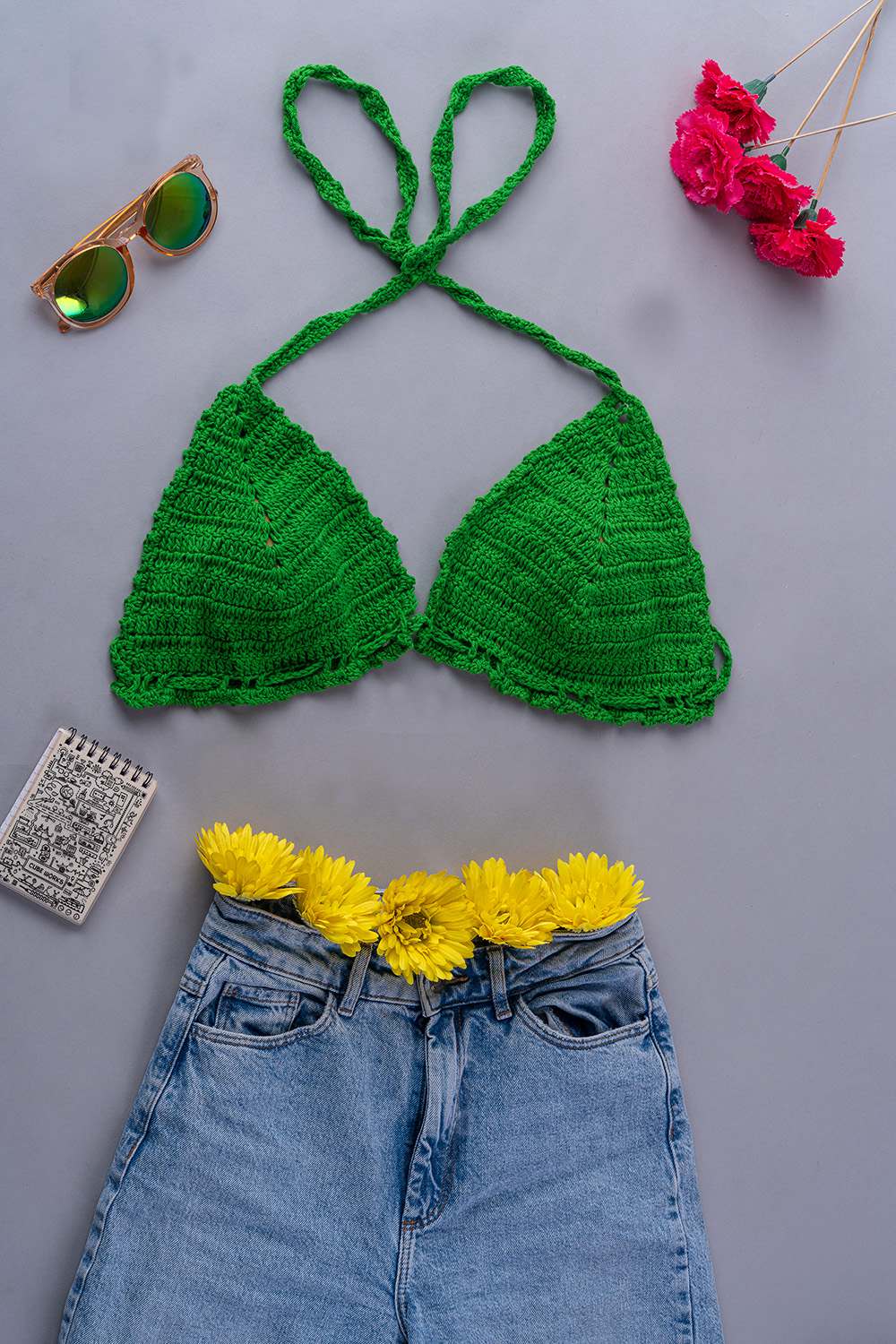 Buy Crochet Green Bra In the Best Price - Hand Knitted Crochet Top & Bralette