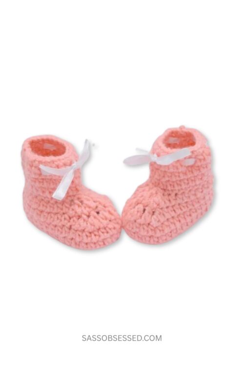 Crochet Baby Booties – (Peach)