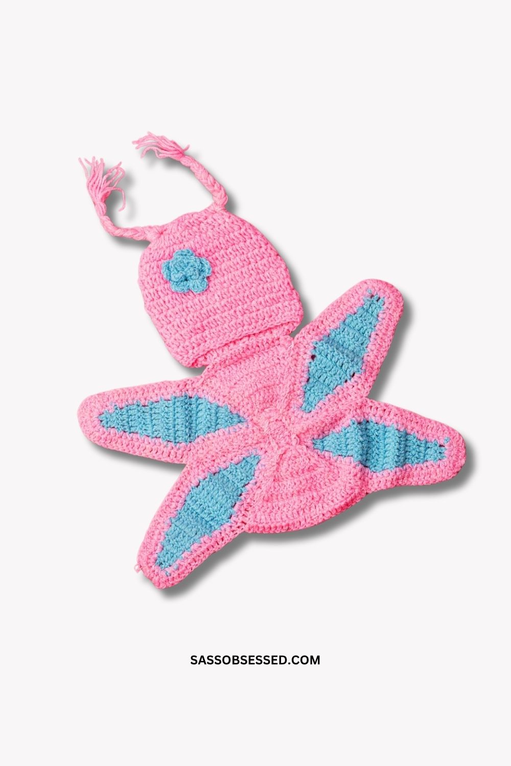 Hand Knitted Baby Butterfly Dress in Pink and Sky Blue Hand Knitted Baby Butterfly Dress in Pink and Sky Blue