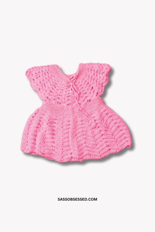 Hand Knitted Baby Frock in Pink