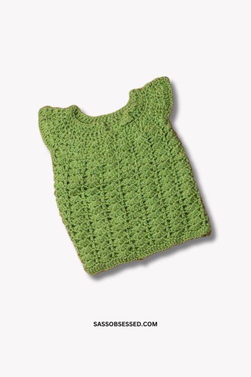 Hand Knitted Baby Sleeveless Sweater in Green