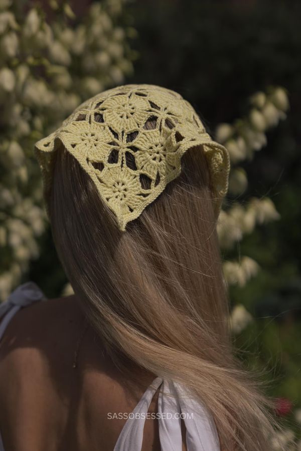 Crochet Poppies Hair Bandana 1