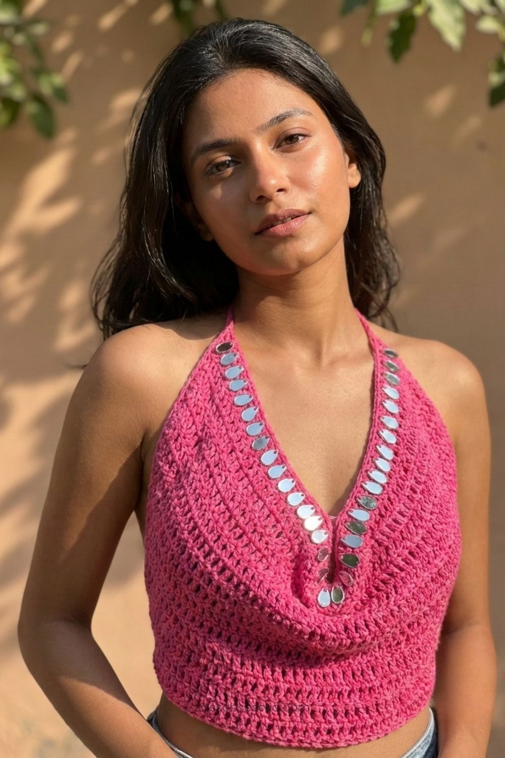 Mirror Crochet Halter Top – Hot Pink1 Mirror Crochet Halter Top – Hot Pink1